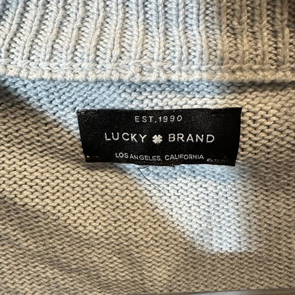 Lucky Brand Sweater Womens Large Striped Minimalist Mom Pullover Knit Cardigan - Picture 2 of 9